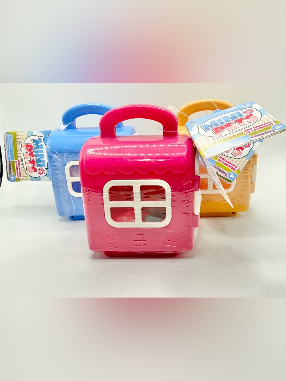 3)Keycraft - Mini Pets- Mystery Collectible Toy-pink,brown and blue cases new